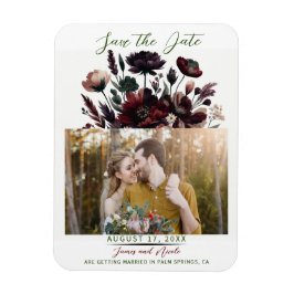Moody Rustic Garden Florals Save the Date Bohemisc Magnet
