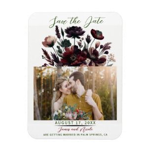 Moody Rustic Garden Florals Save the Date Bohemisc Magnet