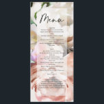 Moody rustic romantic peontic blumenbotanisch menükarte<br><div class="desc">Moody rustikale romantische Pfannkuchen florale botanische Hochzeitsmenü. Moderne rustikale Hochzeitsreihe mit Aquarellfolien,  Blumendesign. Teil einer Sammlung</div>