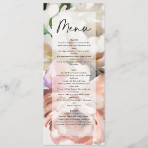 Moody rustic romantic peontic blumenbotanisch menükarte