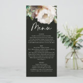 Moody rustic romantic peontic blumenbotanisch menükarte (Stehend Vorderseite)