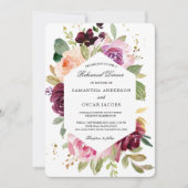 Moody & rustikal Burgund Aquarellrahmen Einladung (Vorderseite)