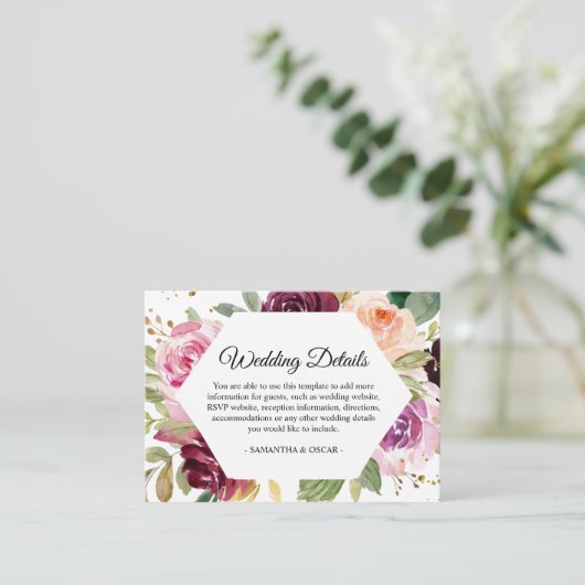 Moody & rustikal Burgund Aquarellrahmen En Begleitkarte (Stehend Vorderseite)