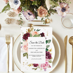 Moody & rustikal Burgund Aquarellrahmen Save The Date