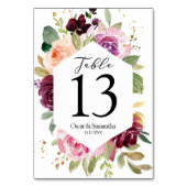 Moody & rustikal Burgund Aquarellrahmen Tischnummer (Rückseite)