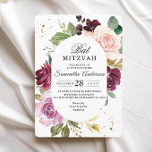 Moody & rustikale Burgunder Aquarellbilder - Blume Einladung