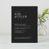 Moody schwarz minimalistische moderne Typografie H Einladung (Stehend Vorderseite)