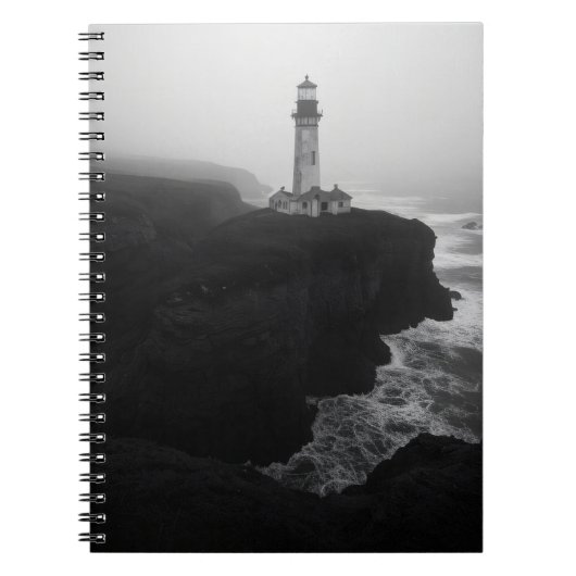 Moody Schwarz-weiß Coastal Lighthouse Notebook Notizblock (Vorderseite)