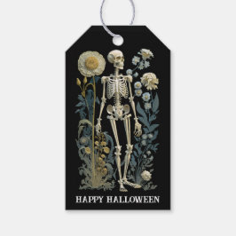 Moody Skeleton Halloween | Botanisch Geschenkanhänger