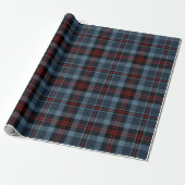 Moody Slate Blue and Deep Red Tartan Plaid Geschenkpapier (Ungerollt)