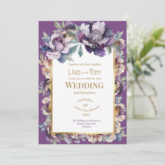 Moody Soft Goth Wedding Einladung (Stehend Vorderseite)