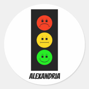 Moody-Stoplight mit Name anpassbar Runder Aufkleber
