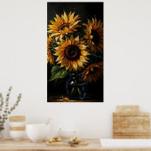 Moody Sunflower Art - Floral Poster (Küche)