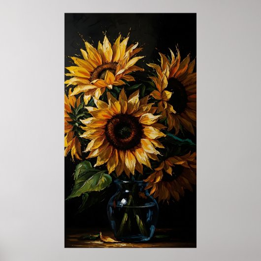 Moody Sunflower Art - Floral Poster (Vorne)
