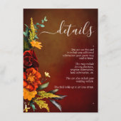 Moody Sunset Colors Script Blumenzettel Details zu Begleitkarte (Vorderseite)