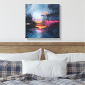Moody Teal & Gold Abstract Landscape Leinwanddruck (Insitu (Schlafzimmer))