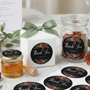 Moody Terrakotta Blumen Boho Hochzeit  Runder Aufkleber