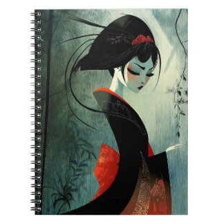 Moody Thoughful Anime Girl Notebook Notizblock