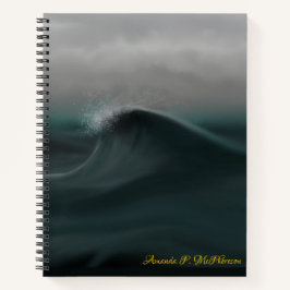 Moody tiefe grüne Welle im Sturm Notizblock