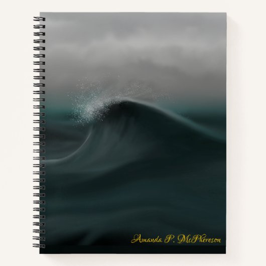 Moody tiefe grüne Welle im Sturm Notizblock (Vorderseite)