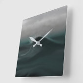 Moody tiefe grüne Welle im Sturm Quadratische Wanduhr (Winkel)