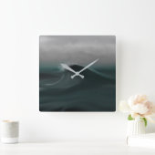 Moody tiefe grüne Welle im Sturm Quadratische Wanduhr (Zuhause)