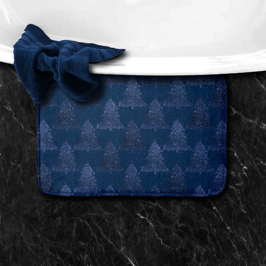 Moody Tree Pattern | Classy Navy Blue Christmas Badematte