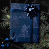 Moody Tree Pattern | Classy Navy Blue Christmas Geschenkpapier