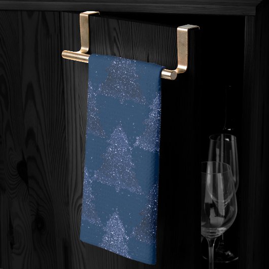 Moody Tree Pattern | Classy Navy Blue Christmas Geschirrtuch