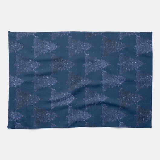 Moody Tree Pattern | Classy Navy Blue Christmas Geschirrtuch (Horizontal)