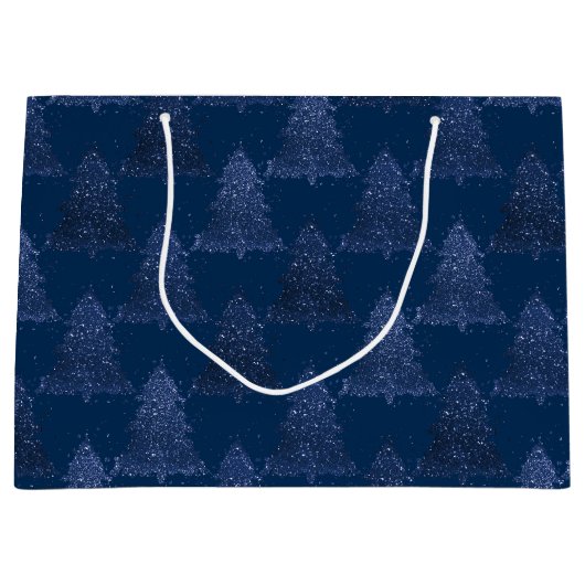 Moody Tree Pattern | Classy Navy Blue Christmas Große Geschenktüte (Vorderseite)