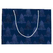 Moody Tree Pattern | Classy Navy Blue Christmas Große Geschenktüte (Rückseite)