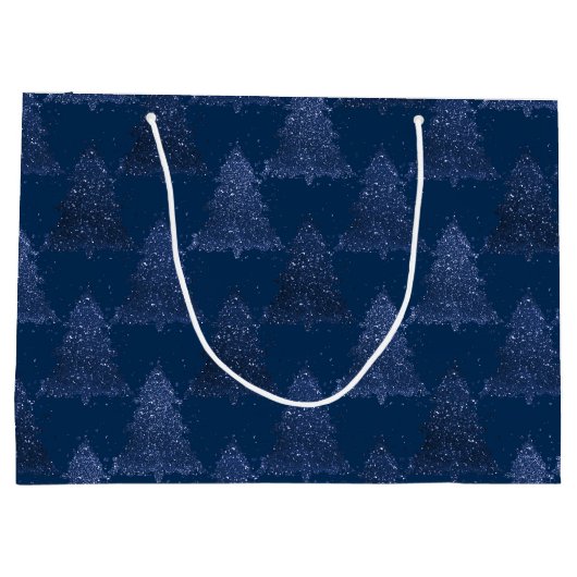 Moody Tree Pattern | Classy Navy Blue Christmas Große Geschenktüte (Rückseite)