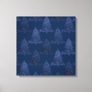 Moody Tree Pattern Classy Navy Blue Christmas Leinwanddruck