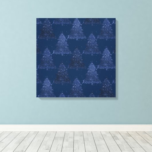 Moody Tree Pattern | Classy Navy Blue Christmas Leinwanddruck (Insitu (Holzboden))