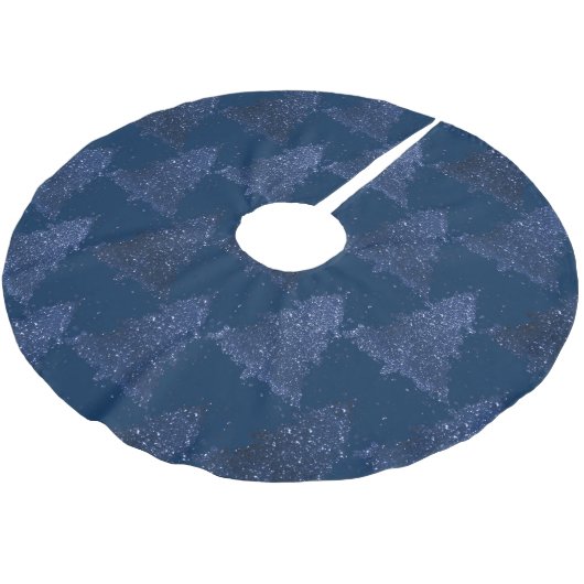Moody Tree Pattern | Classy Navy Blue Christmas Polyester Weihnachtsbaumdecke (Schrägansicht)