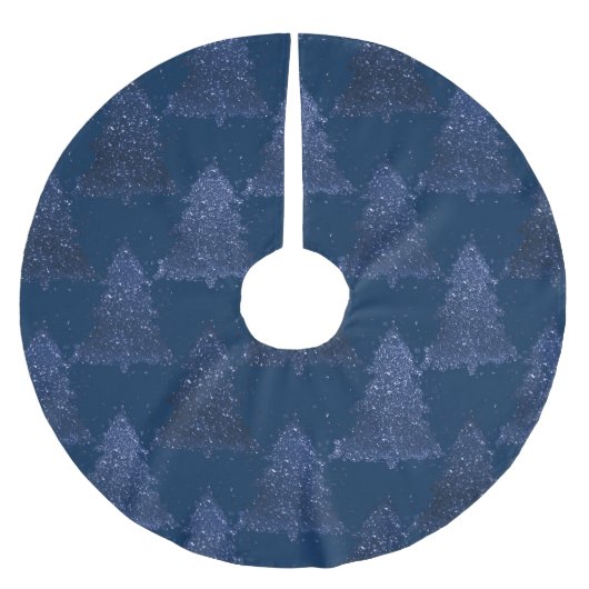 Moody Tree Pattern | Classy Navy Blue Christmas Polyester Weihnachtsbaumdecke (Vorderseite)