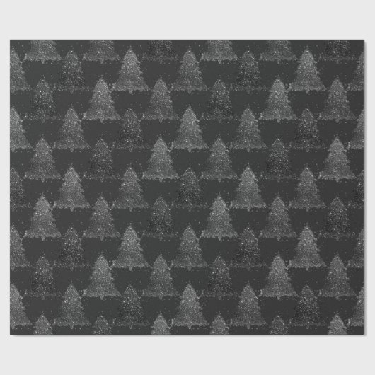 Moody Tree Pattern | Dark Midnight Aquamarin Chris Geschenkpapier (Flach)