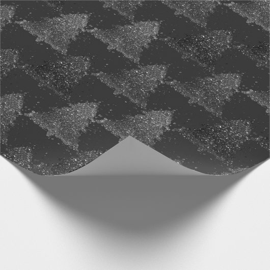 Moody Tree Pattern | Dark Midnight Aquamarin Chris Geschenkpapier (Ecke)