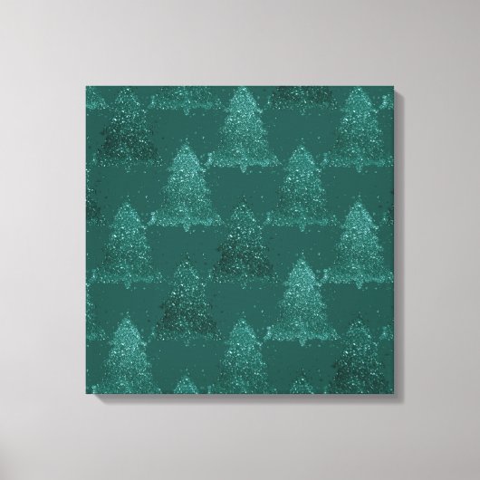 Moody Tree Pattern | Dark Midnight Aquamarin Chris Leinwanddruck (Vorderseite)