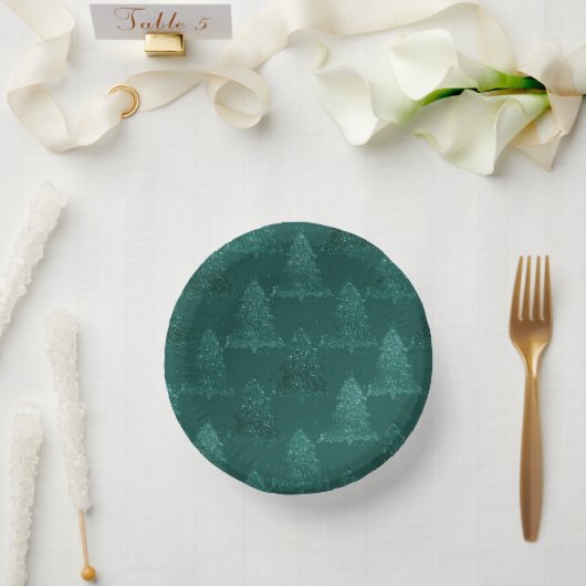 Moody Tree Pattern | Dark Midnight Aquamarin Chris Pappteller (Hochzeit)