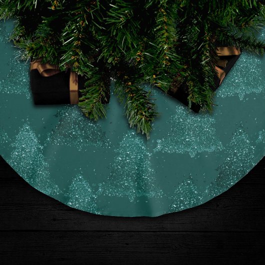 Moody Tree Pattern | Dark Midnight Aquamarin Chris Polyester Weihnachtsbaumdecke