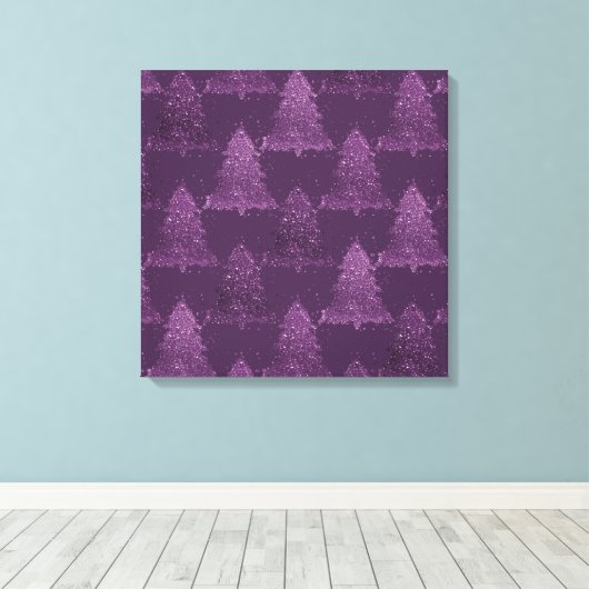 Moody Tree Pattern | Lila Weihnachtsfest in Deep P Leinwanddruck (Insitu (Holzboden))