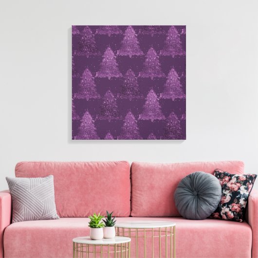 Moody Tree Pattern | Lila Weihnachtsfest in Deep P Leinwanddruck (Insitu (Wohnzimmer))