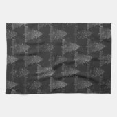 Moody Tree Pattern | Onyx Silvery Black Christmas Geschirrtuch (Horizontal)