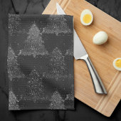 Moody Tree Pattern | Onyx Silvery Black Christmas Geschirrtuch