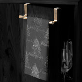 Moody Tree Pattern | Onyx Silvery Black Christmas Geschirrtuch