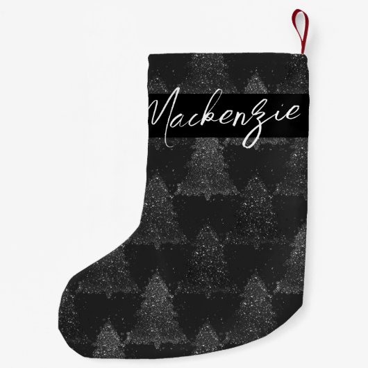 Moody Tree Pattern | Onyx Silvery Black Custom Kleiner Weihnachtsstrumpf (Rückseite)