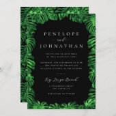 Moody Tropical Green Monstera Island Wedding Einladung (Vorne/Hinten)