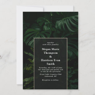 Moody Tropical Monstera Einladung zur Hochzeit